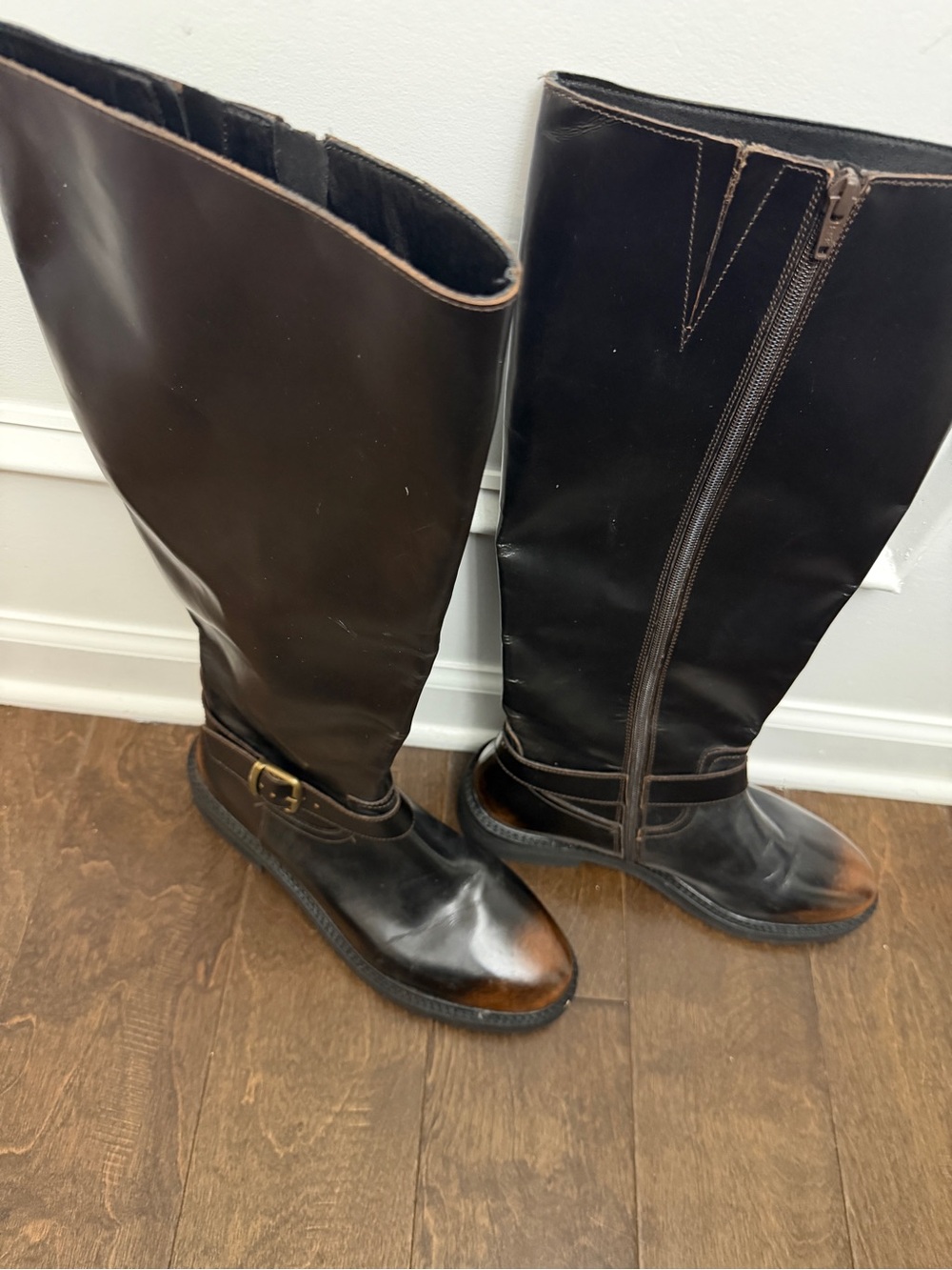 Seychelles Tall Dark Brown Leather Riding Boots with Ankle Strap